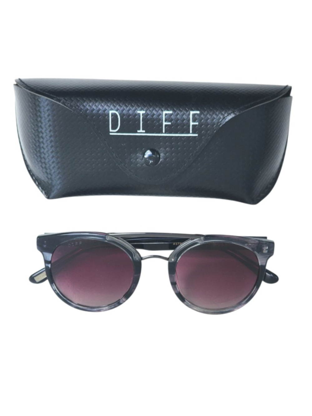 DIFF Astro Polarized Brown Stripe Pink Gradient Lense Round Sunglasses